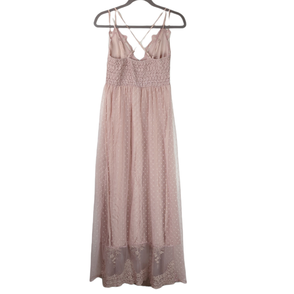 Umgee S Peasant Boho Bohemian Paradise Island Scalloped Lace Maxi Dress - Picture 3 of 12